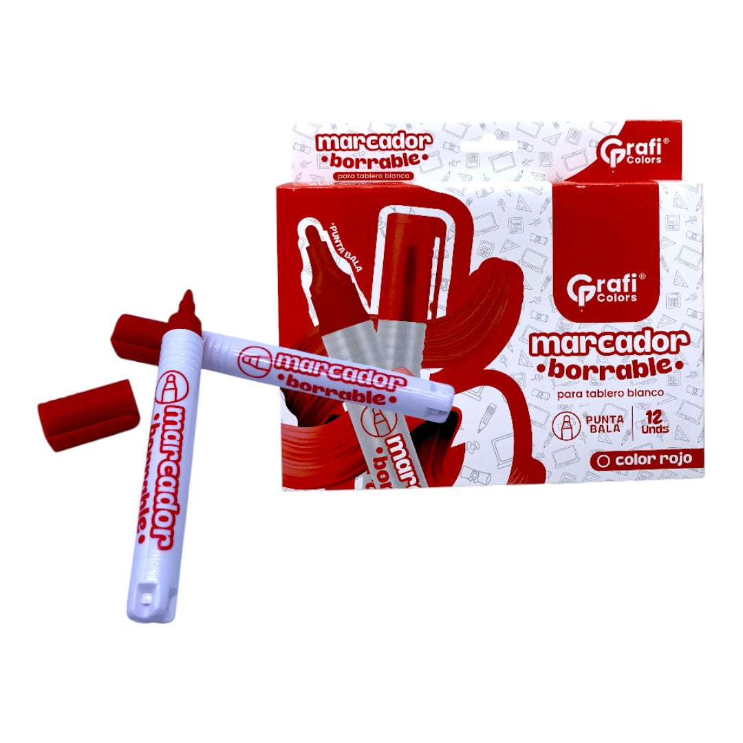 MARCADOR BORRABLE ROJO GRAFI