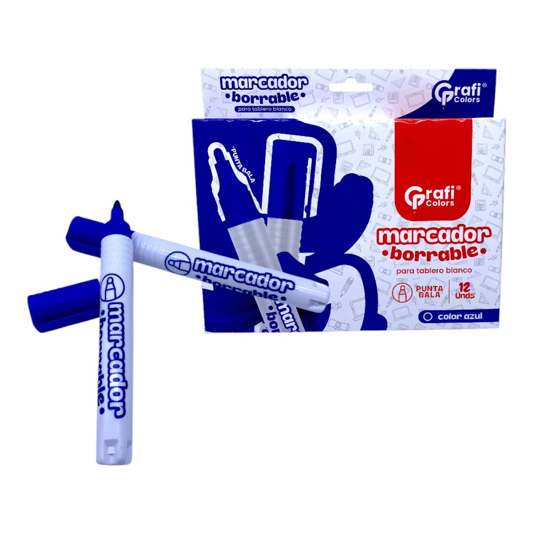MARCADOR BORRABLE AZUL GRAFI