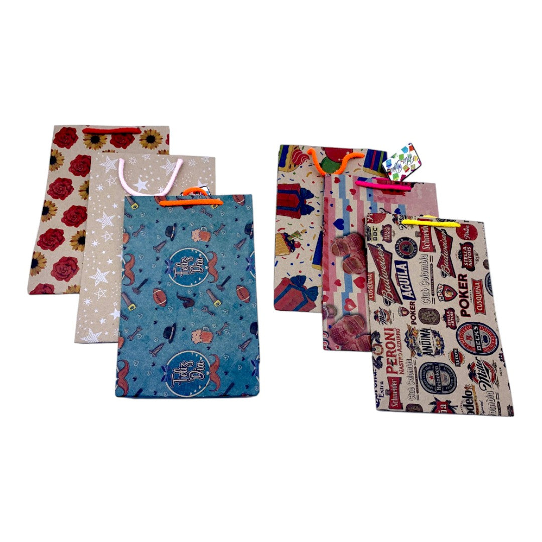 BOLSA REGALO KRAFT ESTAMPADA M