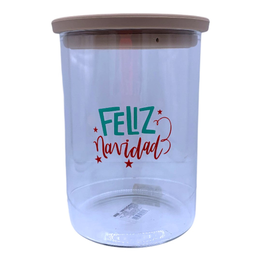 RECIPIENTE NAVIDENO VIDRIO 820 ML