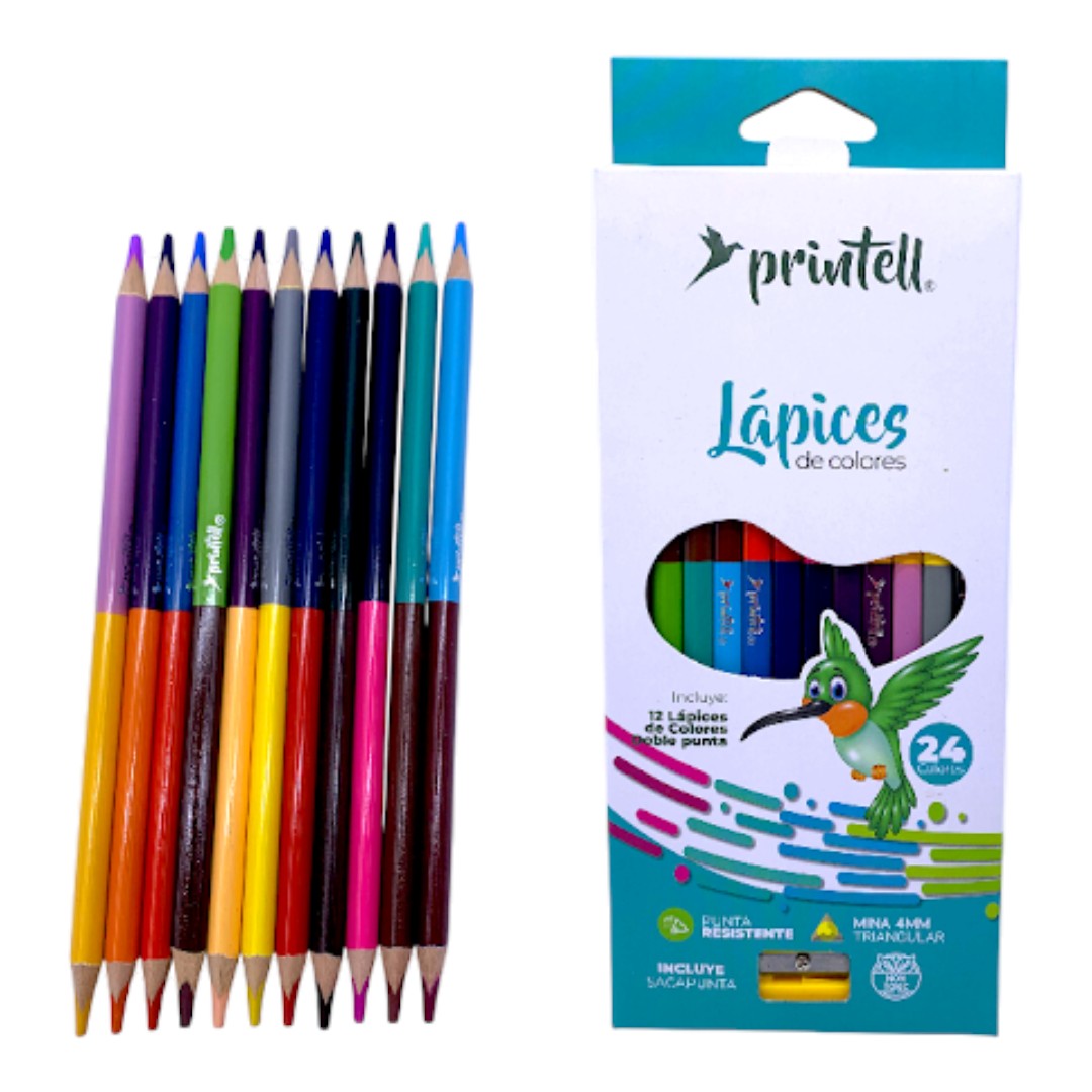 COLORES DOBLE PUNTA X 12 + SACAPUNTAS