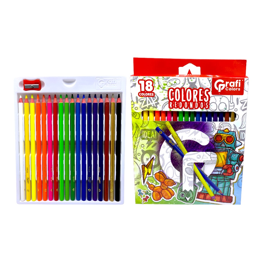 COLORES REDONDOS X 18 + SACAPUNTAS