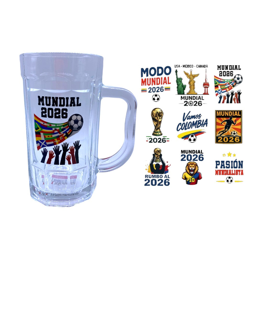 MUG CERVECERO VIDRIO MUNDIAL