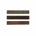 Distribuidora La Frontera wooden wall hook rack with 3 brass hooks, available in light brown, dark brown, and walnut finishes.